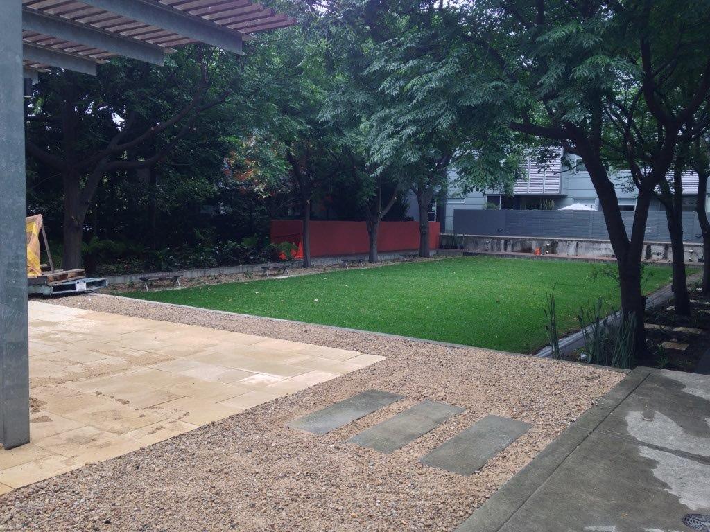 Landscape construction Sydney - hard surfaces and lawn