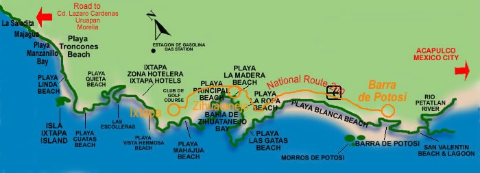 Beaches of Ixtapa and Zihuatanejo Map