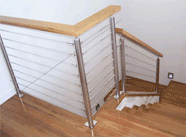 Stainless steel balustrading on staircase