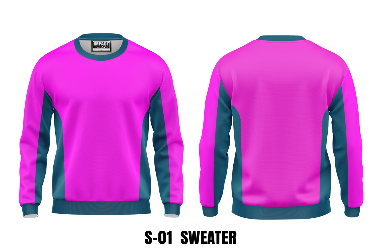 Hot Pink Aqua Pullover Sweater Sublimated , Change any colour 