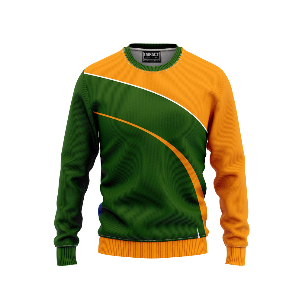 crew neck Fleecy, Fully dye sublimated, Green Gold