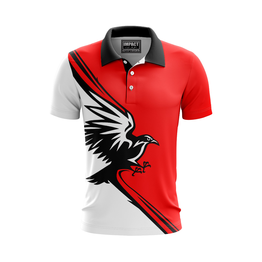 Crows Black Red  Sublimated Polo shirt, Cool Dry Custom made