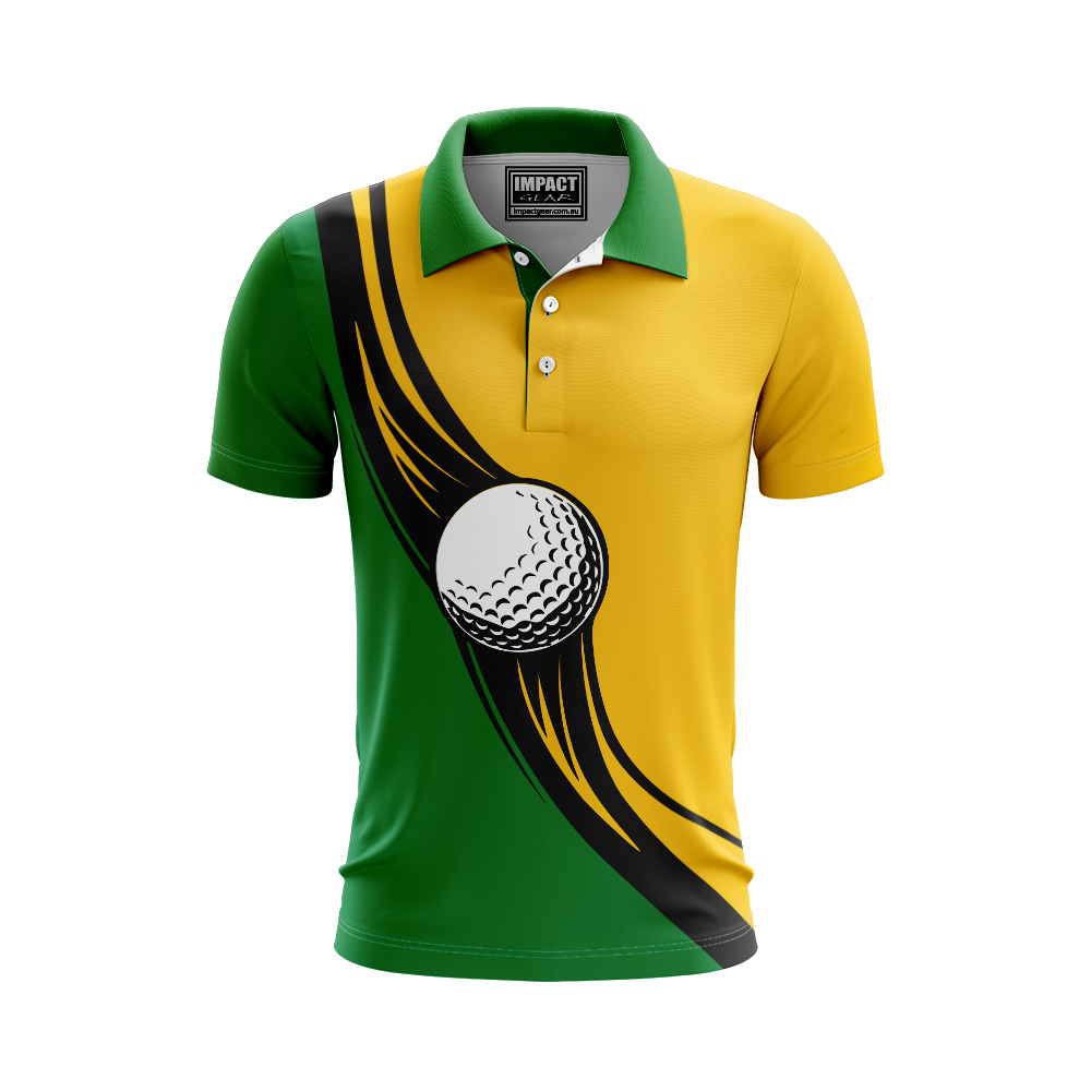 Custom made Golf design Polo shirt, gREEN gOLD , Cool Dry