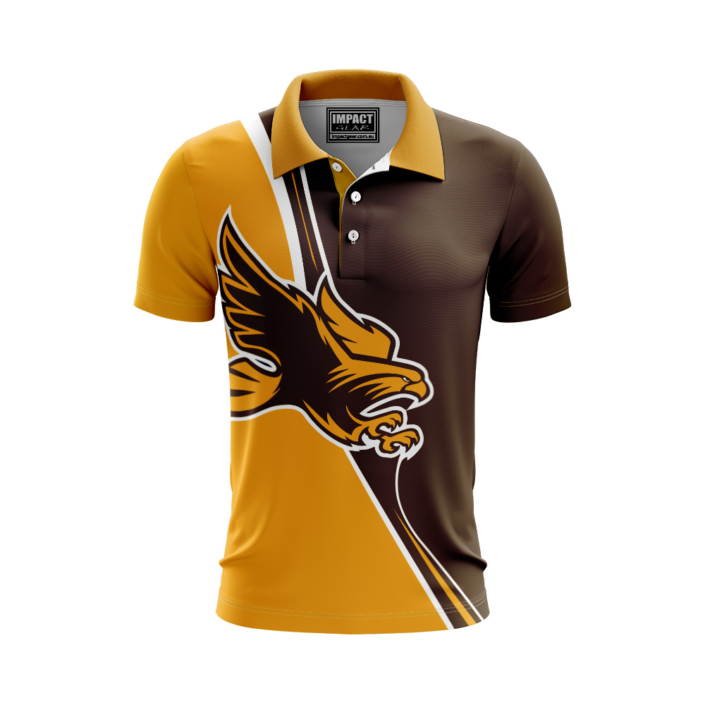 Gold Brown Hawks  POLO SHIRT , ADD YOUR LOGO