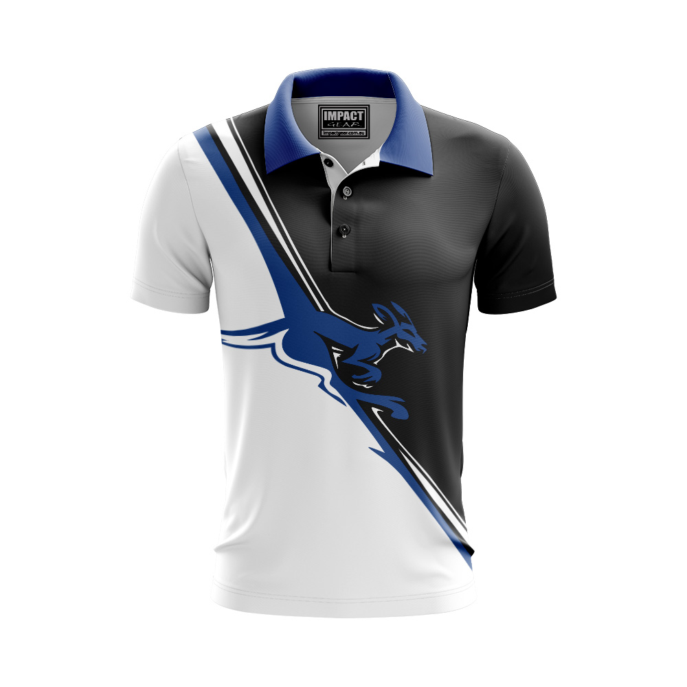 Dye Sublimation Polo Shirt, Kangaroos Sports design . Custom made, 100’s of designs to choose from