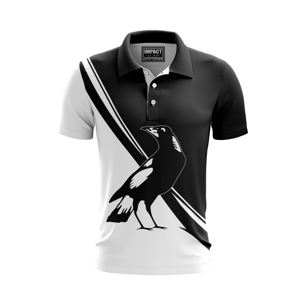 Magpie Fully Sublimated Polo shirt , Cool dry , custom made