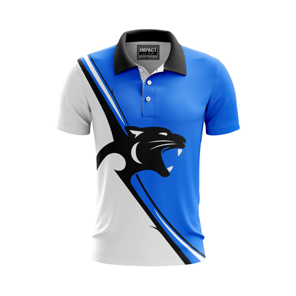 PANTHER Sports Design Sublimated bLUEBlack Polo shirt