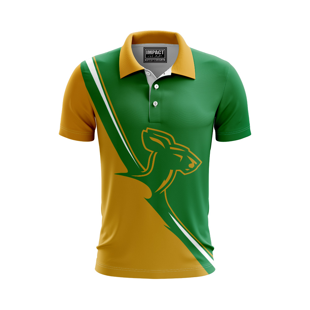 ROO Green Gold Aussie  Polo shirt Sublimated
