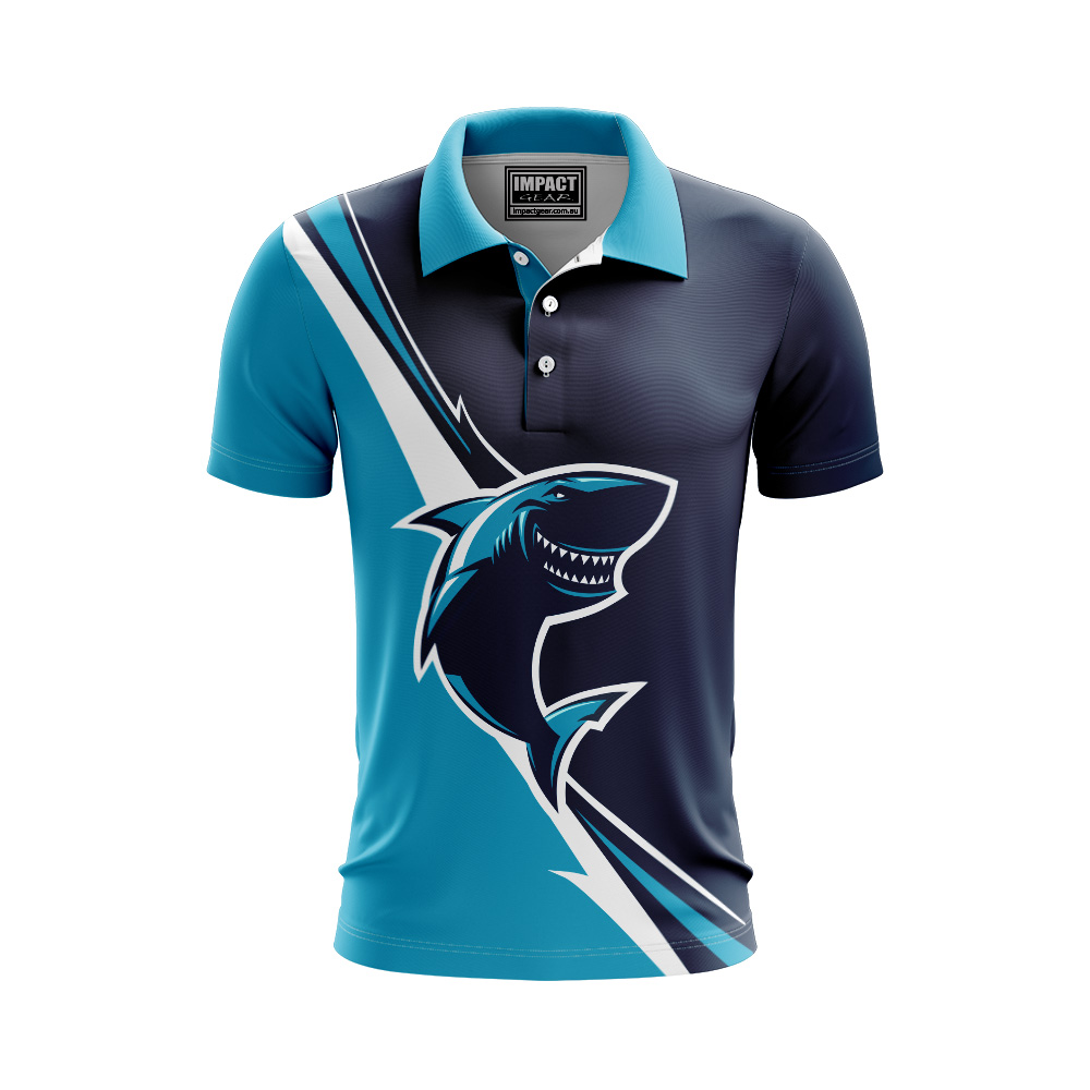 Fully Dye Sublimated Polo Shirt, Sharks design Australia , Best, Custom made, Queensland