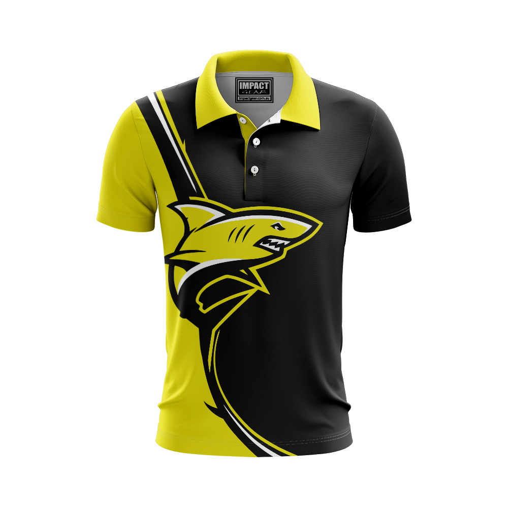 Black Yellow  Sharks design Dye sublimated, australia, custom made