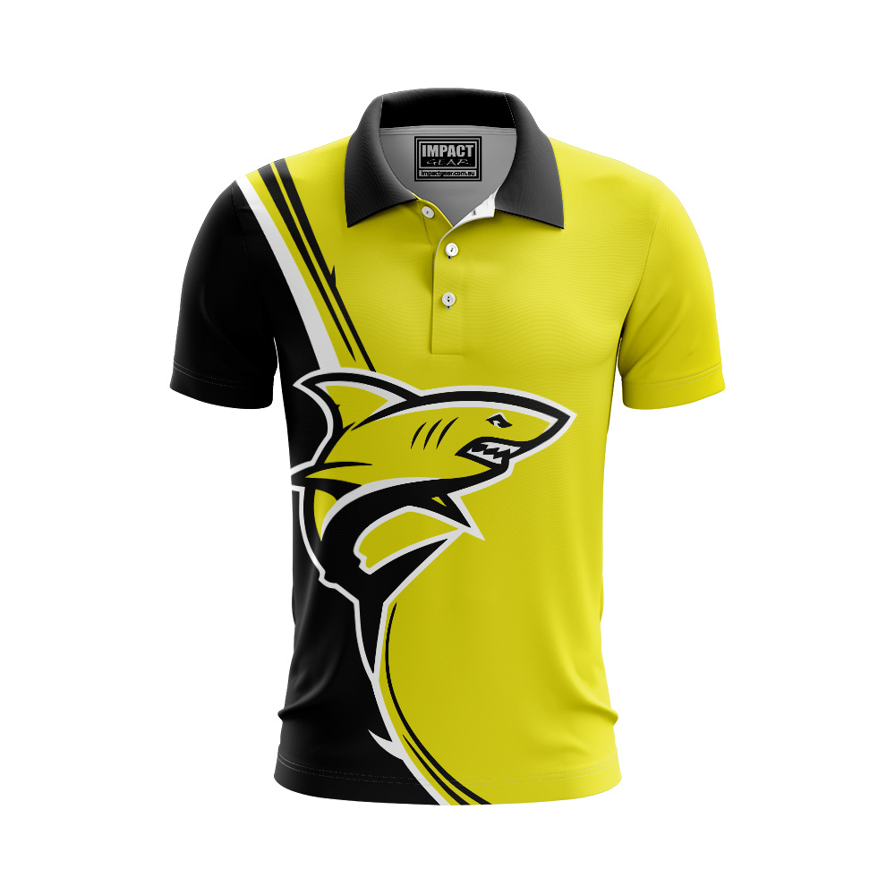 Yellow Black Shark design for sports club, Custom made , add your logos