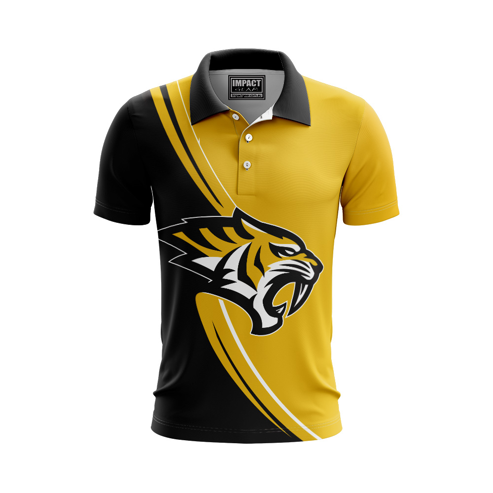 gOLD bLACK tIGERS Sublimated custom made Polo shirt