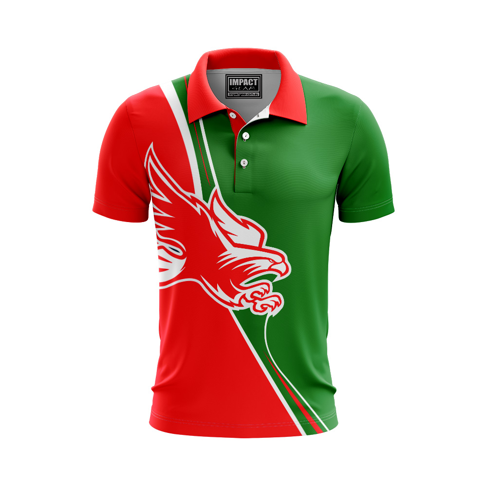 Green Red Eagles Fully sublimated Custom made Polo shirt, Australia