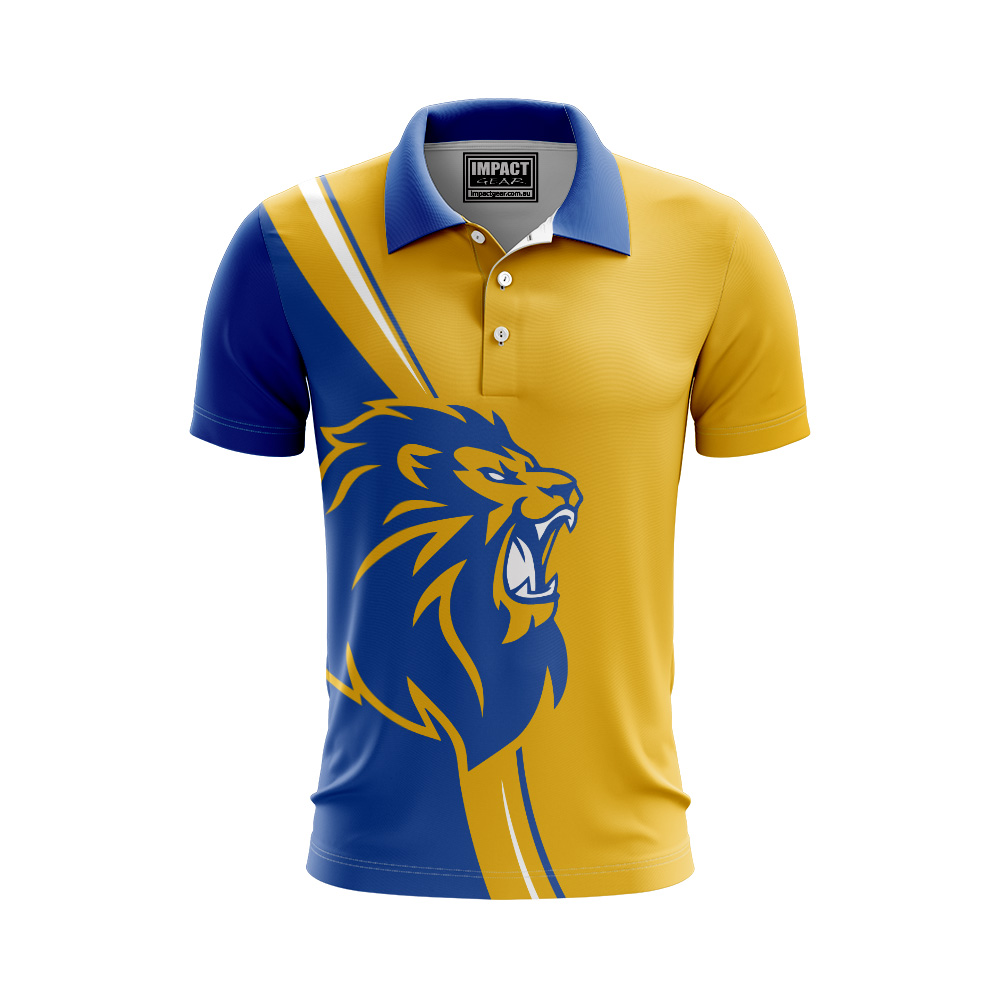 Lions Gold Blue sublimated polo shirt.