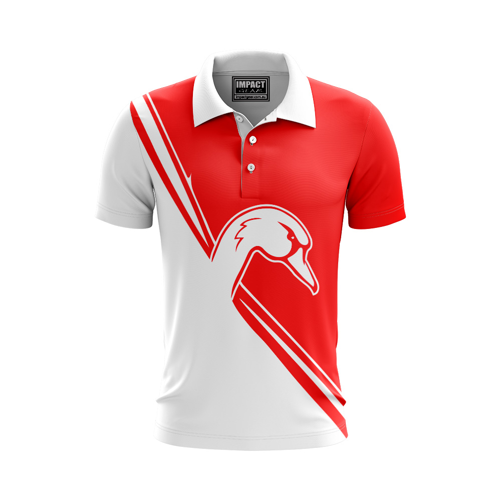 White Red Swans Sublimated Polo shirt, Sports club shirt, custom made