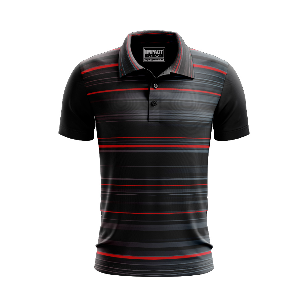 All over Sublimated Print Polo shirt Black Red grey Cool dry Dri fIT