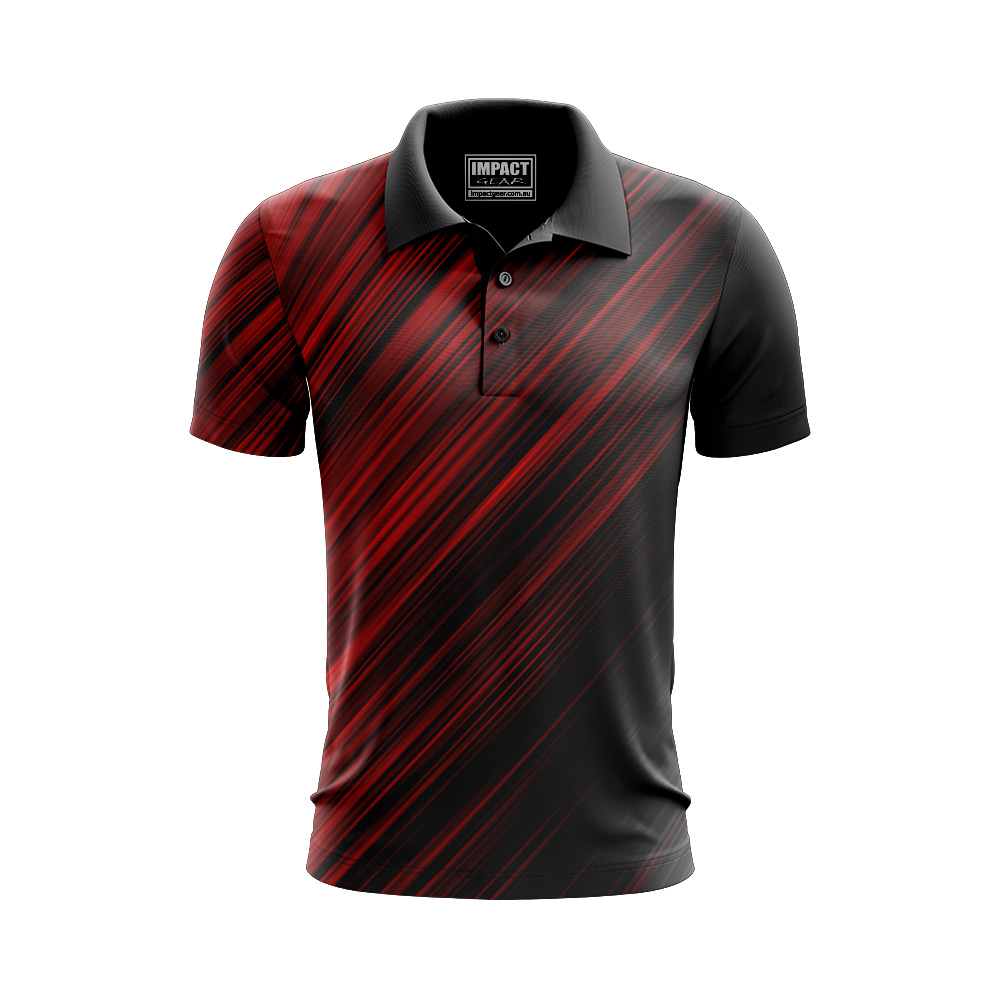 Sublimated Design  Polos Light weight Dri Fit Red Black 
