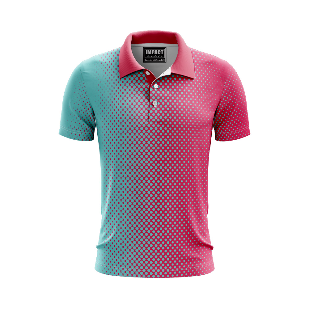 Sublimated Custom made Aque Pink Polo shirt Cool Dry light weight