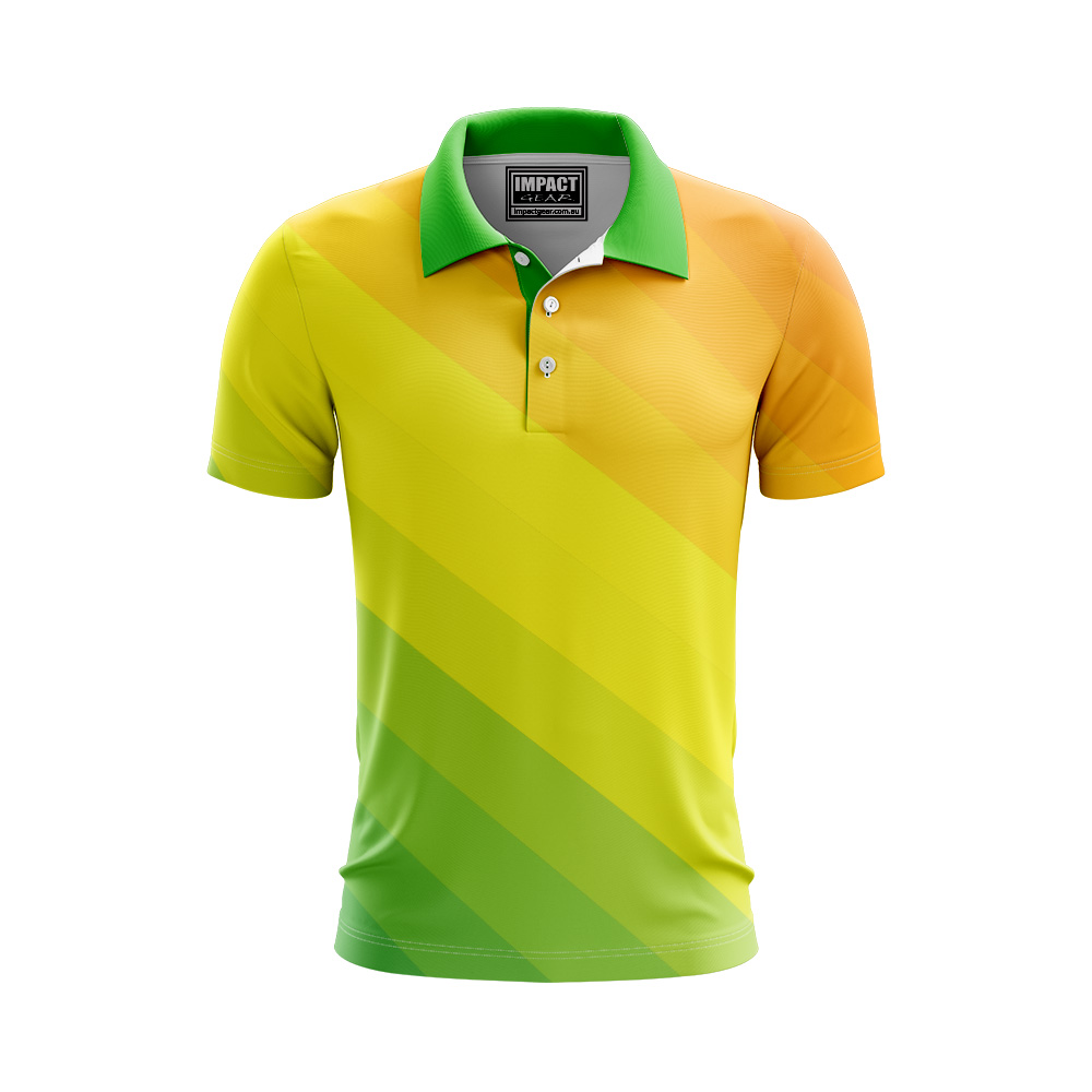 Australia Sports Colours Green Gold Sublimated Polo shirt design, Golf Team Polo shirts