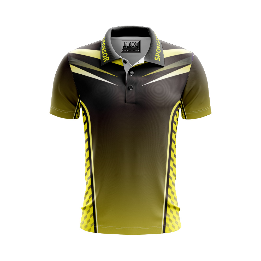 Polo shirt Dye Sub all over print Grey Gold Custom made Australia