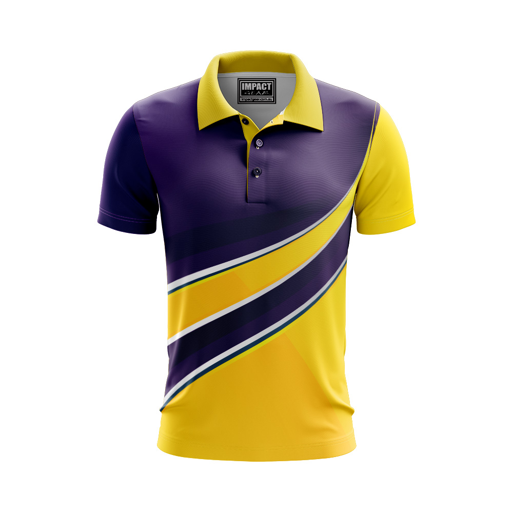 SUBLIMATED Purple Gold White Polo shirt