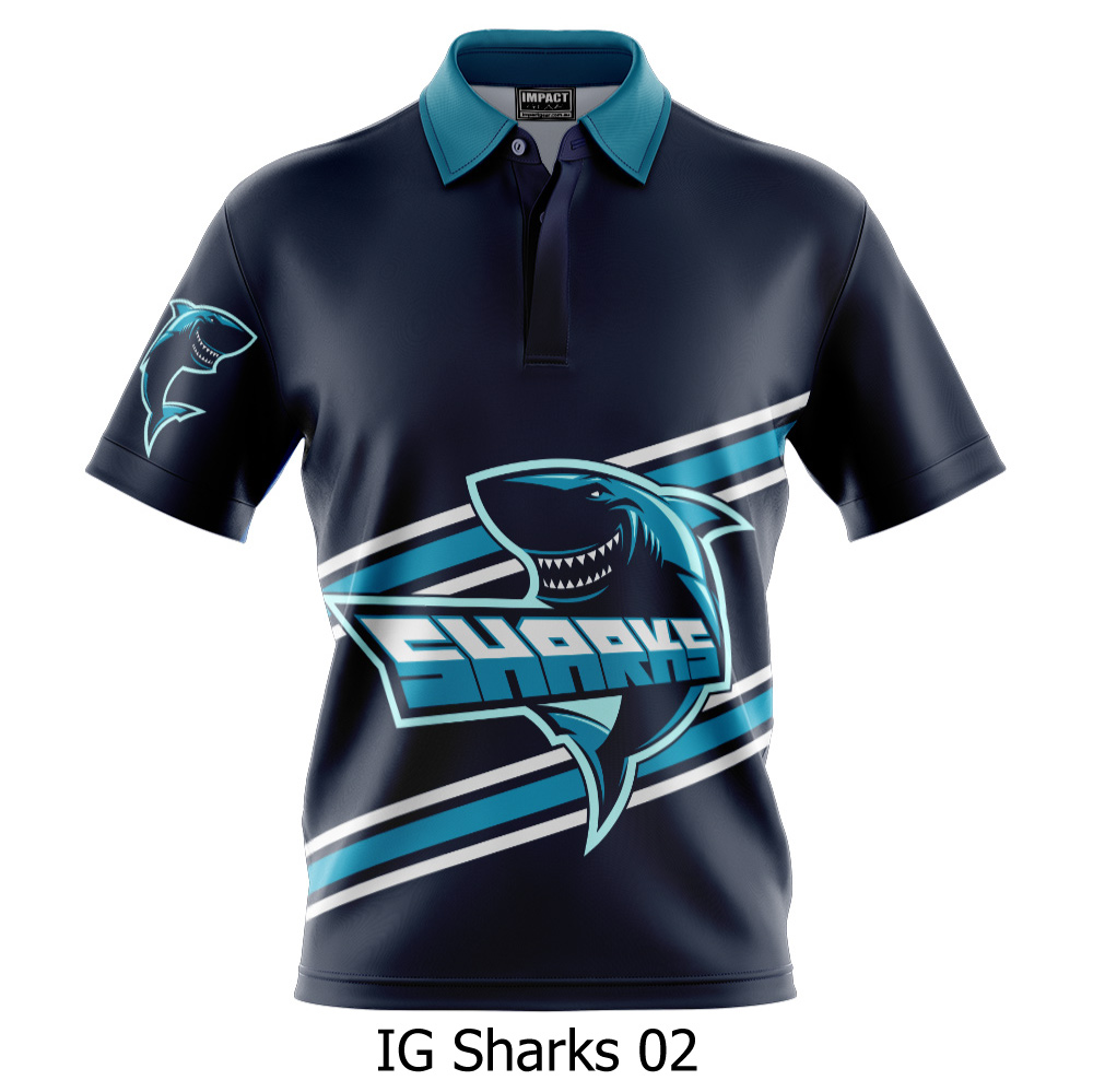 Sharks logo Custom made Polo Shirt design Sublimated Australia