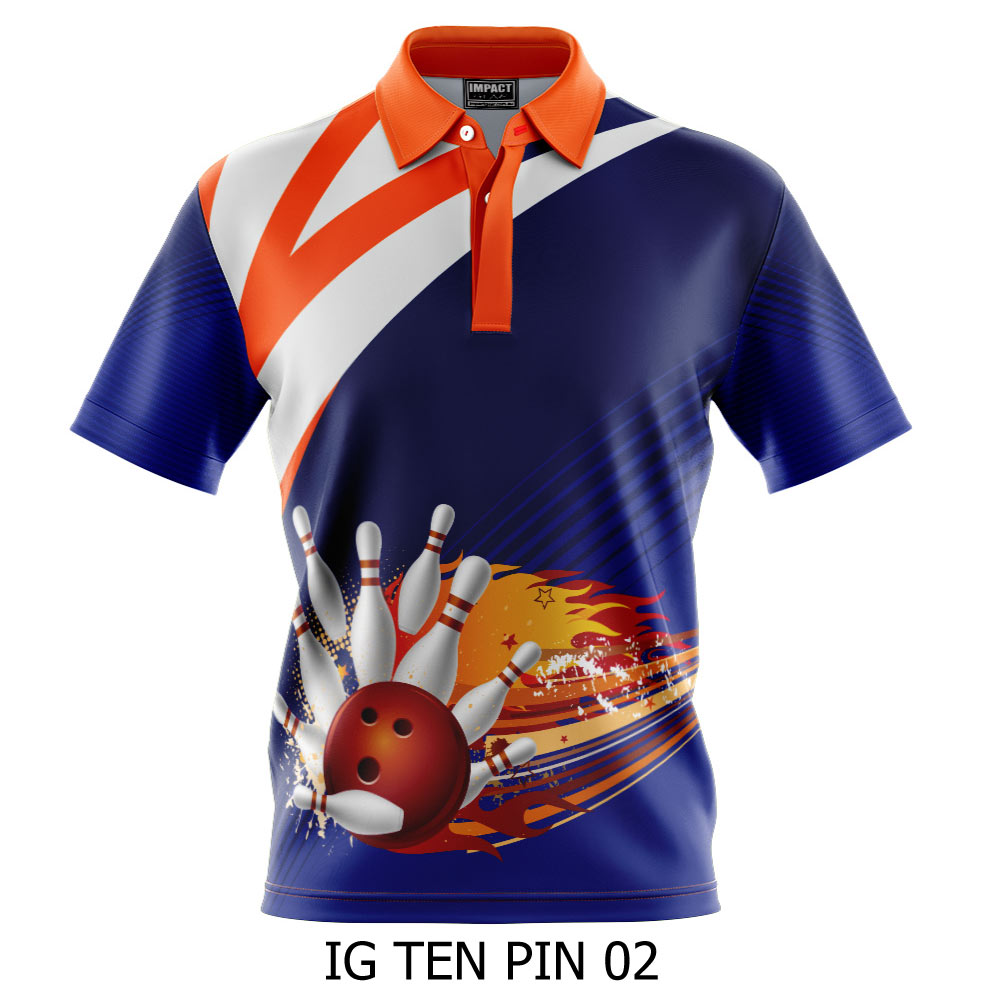 Bowling Shirt, Ten Pin Custom made Sublimated Polo shirts, Micro mesh