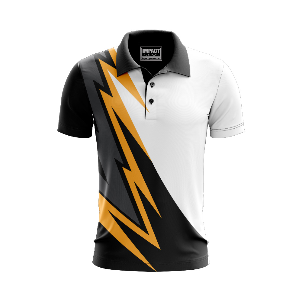 Orange Black White  Sublimation Polo Shirt Custom design Cool Max Fabric