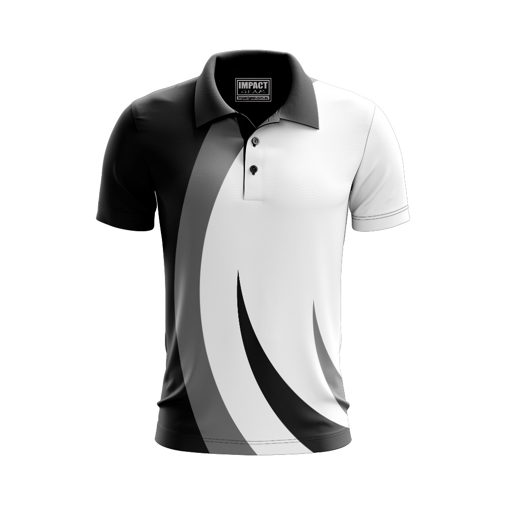 Black White Sublimated Polo shirt Design Custom made 