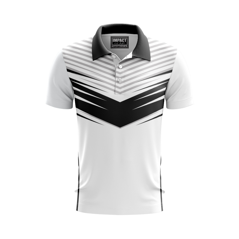 White Black Collared Shirt Sublimated