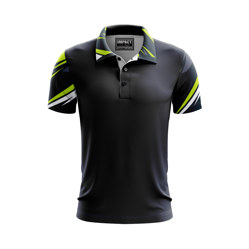 sublimated polo black green white