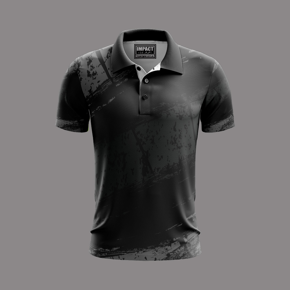 Grunge Black Grey Sublimated Polo shirt
