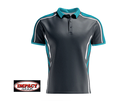 Grey Aqua White 3D 23 Sublimated Polo shirt ALLOVER PRINT