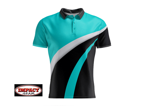 3D 26343 Aqua Black Grey  Custom made Sublimated Polo shirts, Micro mesh, Golf design