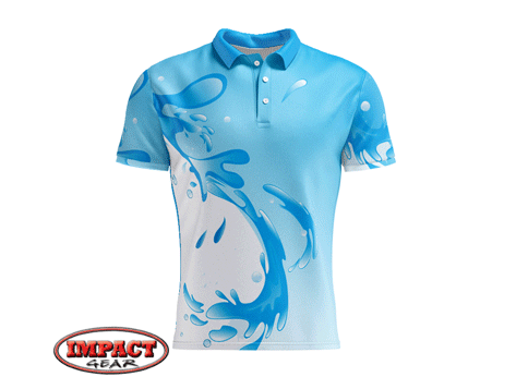 Water, Splash Design Animated 3D Sublimated Polo shirt, CoolDry, Custom made Australia