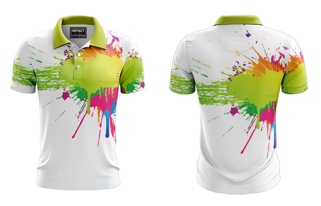 Splash Paint Dye Sublimated Polo shirt . Cool Dry 