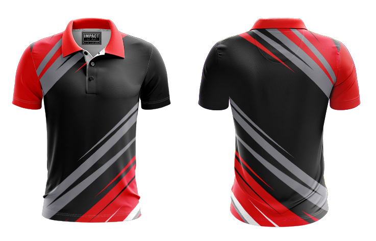 FP V2 146A Sublimated Polo shirts Black Red Grey