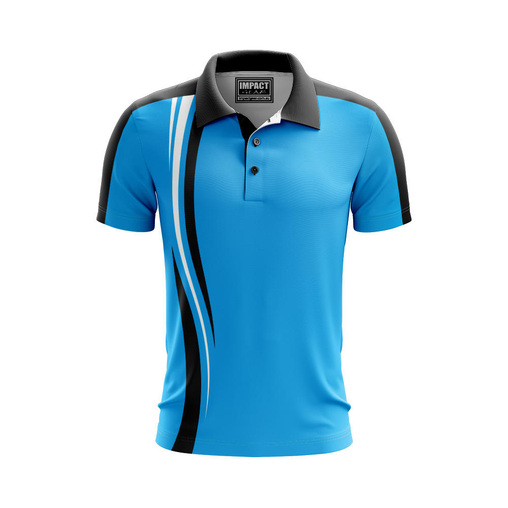 IG034 V5 Cyan Black sublimated polo shirt , DYO, 