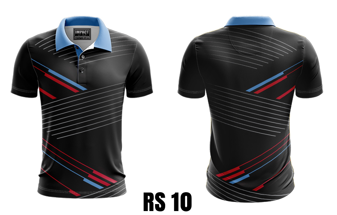 RS10 Black Blue Black Custom made Sublimated Polo shirt