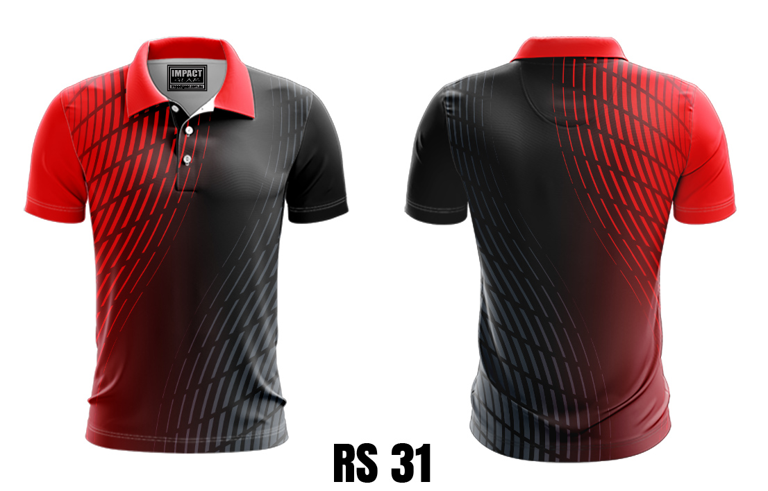 RS 31 Red Black Design Sublimated Polo shirt