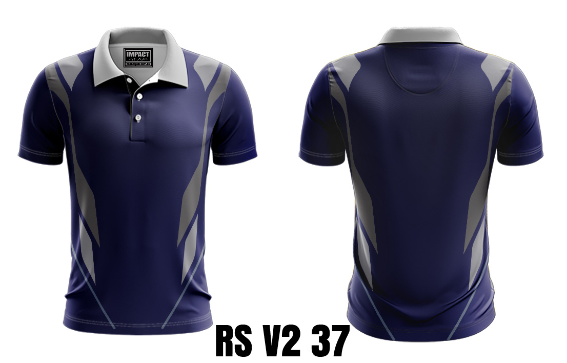 RS V2 37 Navy Grey Fully Dye Sublimated Polo shirt Australia