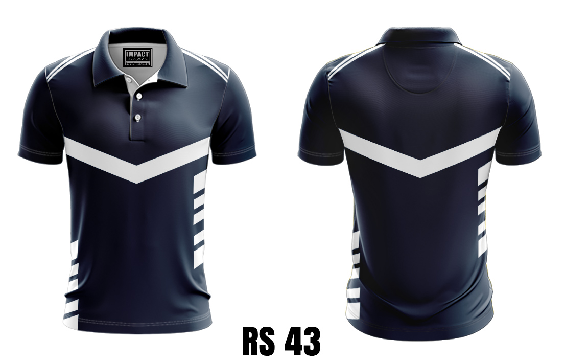 RS 43 Navy White Sublimated Polo shirt design 
