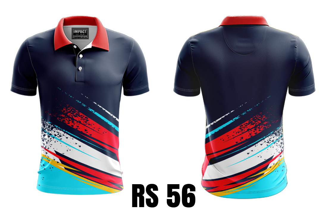 RS 56 Navy Red White Blue Custom made design Sublimated Polo shirt