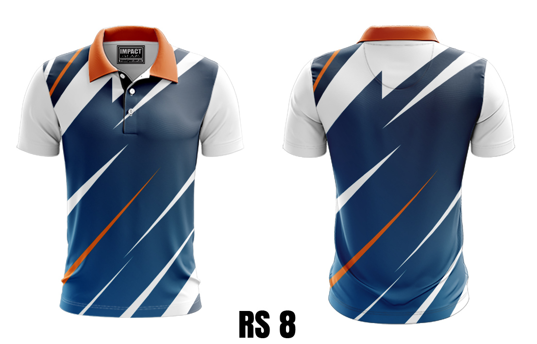 RS 8 Navy Orange White , Change any colour add your logos Sublimated Custom made