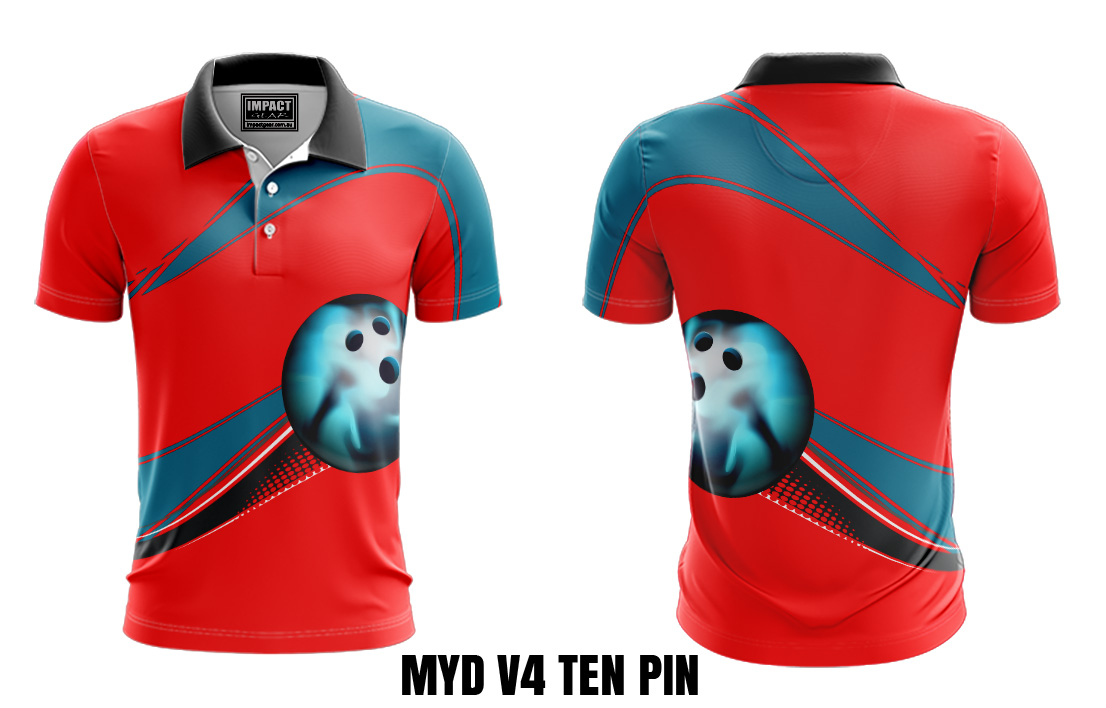 TEN PIN BOWLING DESIGN SUBLIMATED POLO SHIRTS