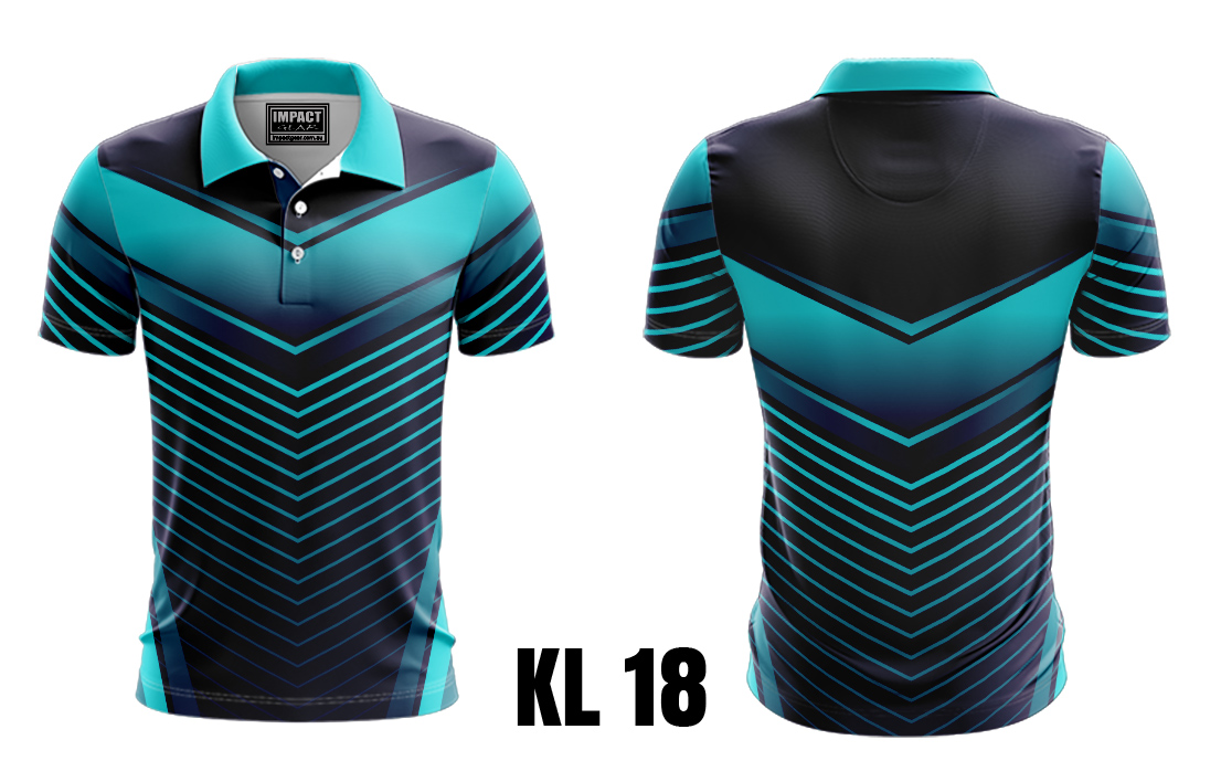 KL 18 Fully Dye Sublimated Design Polo shirt . Teal Black