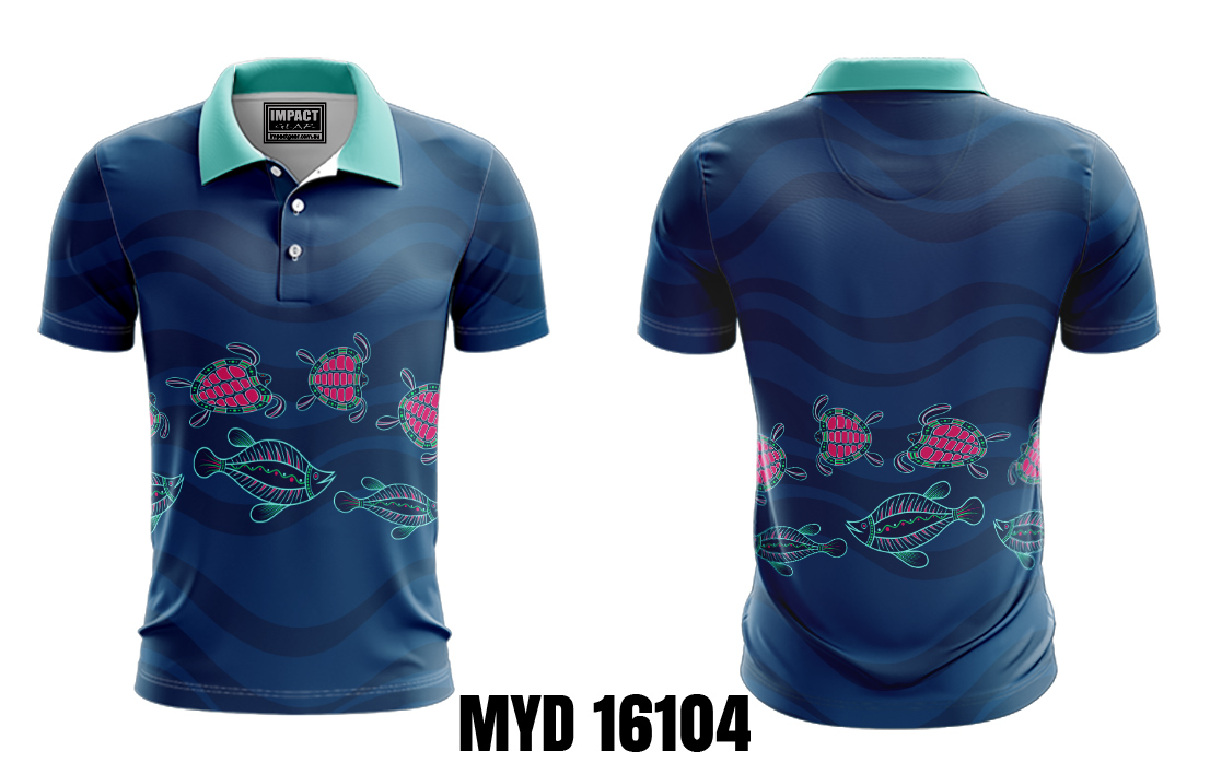 MYD 16104 Turtle Design Custom made Sublimated Polo shirt
