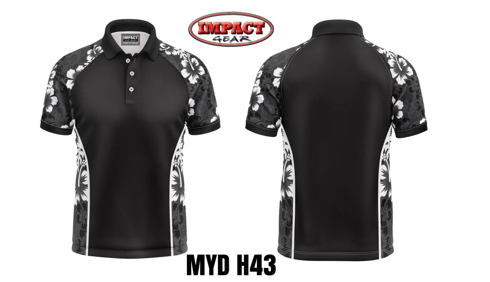 MYD H43 Black version Flowers Hisbis Sublimated Polo shirt
