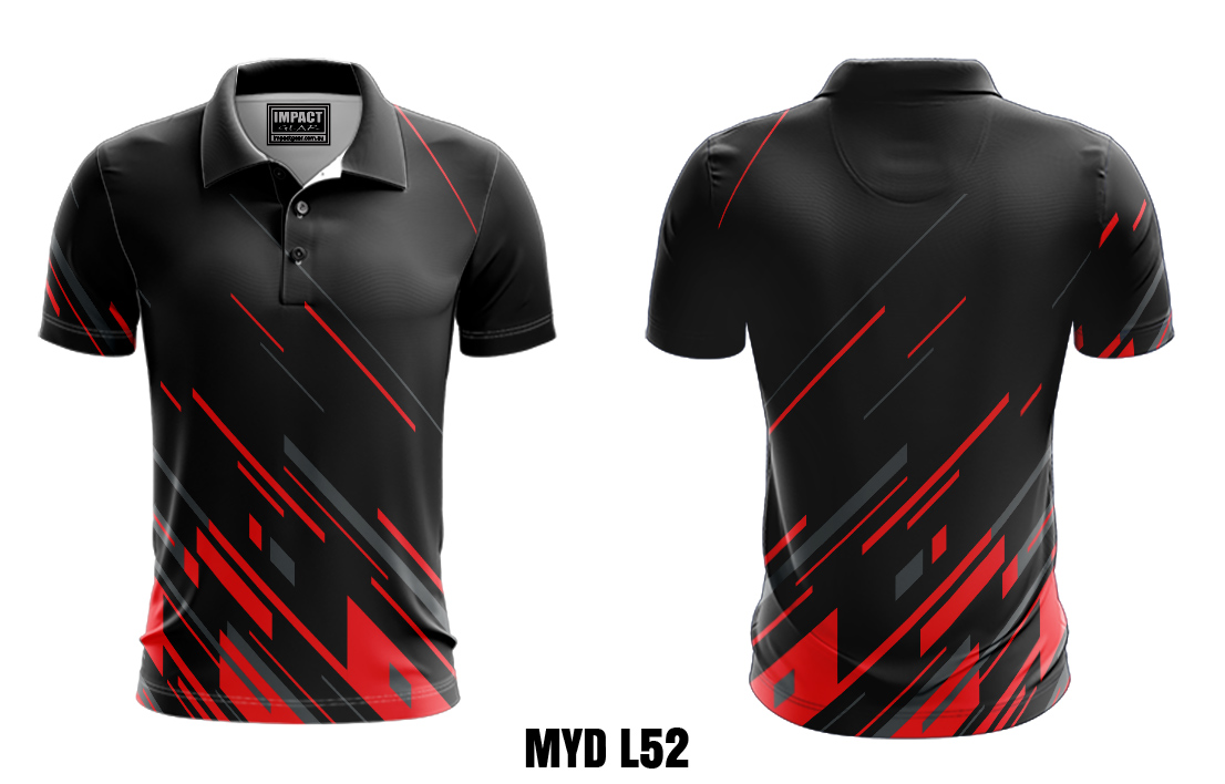 MYD L52 Sublimated Polo shirt Black Red Grey Custom made
