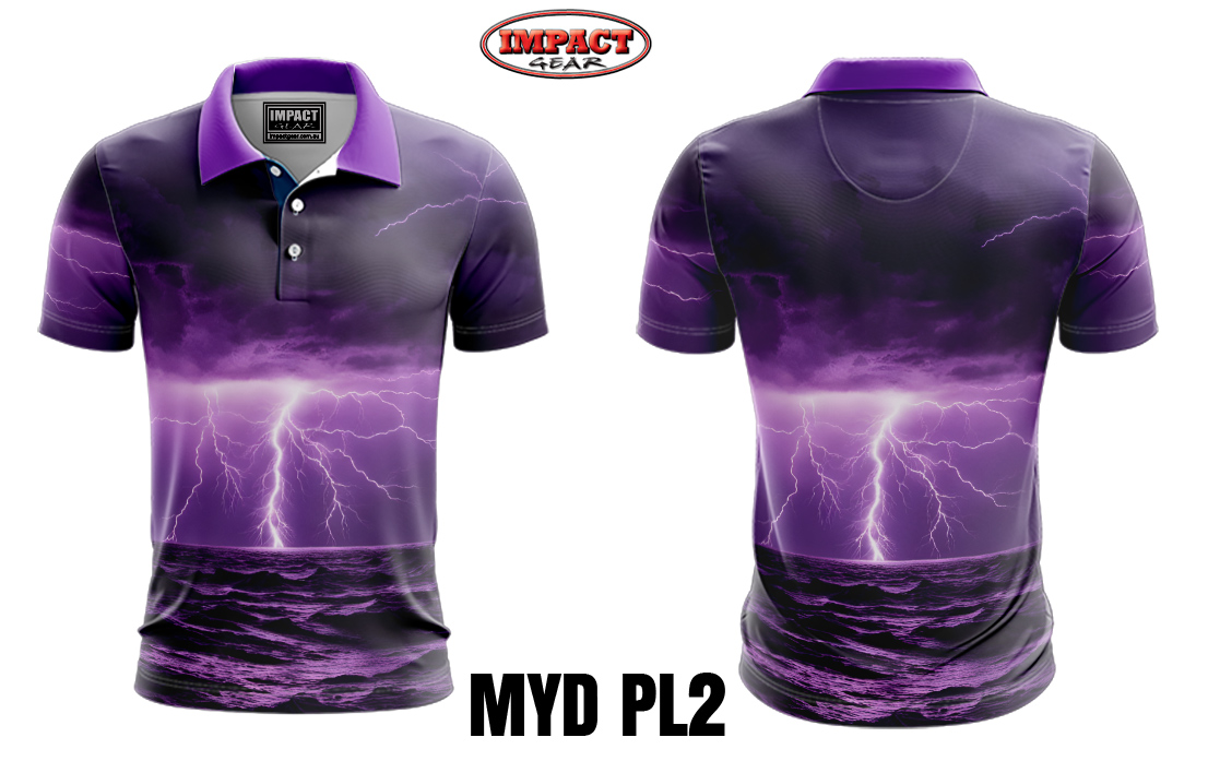 Purple Lightning Over the Ocean Custom made Fully Dye Sublimated.
